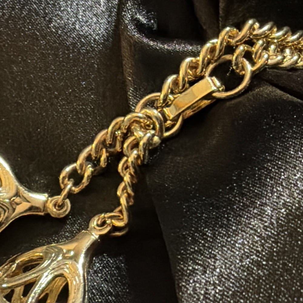 Vintage 1950s Georgian Style Double Charm Wax Seal Fob Gold Tone Chain Bracelet - Picture 7 of 9